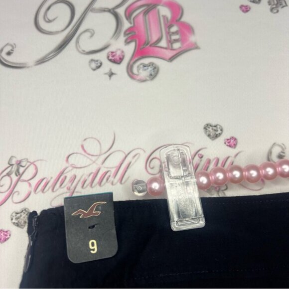 Hollister skirt tropical flowers sequin embroidered sparkly shiny black floral - Picture 3 of 8